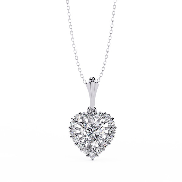 Dazzling Heart Halo Lab Grown Diamond Necklace