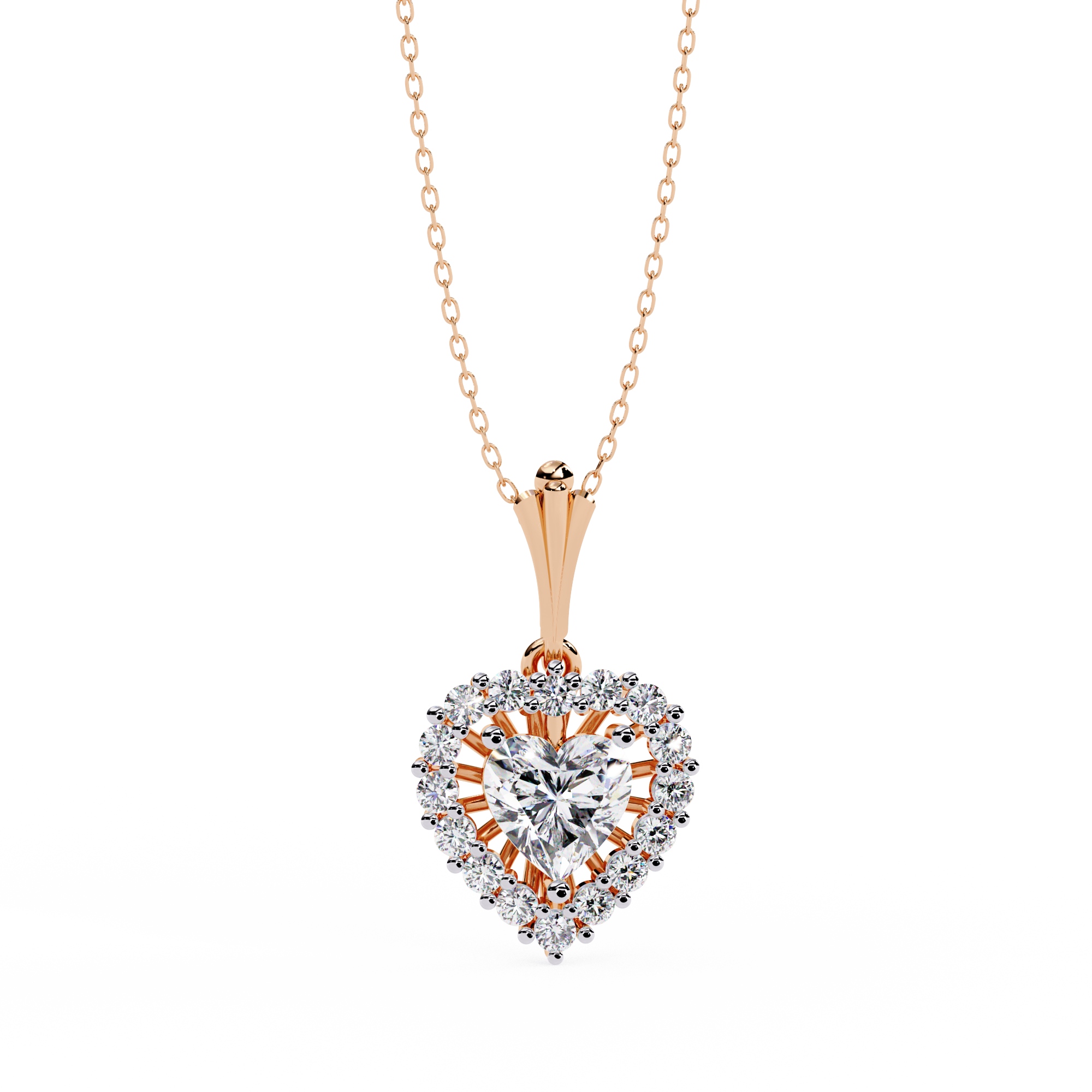Dazzling Heart Halo Diamond Necklace
