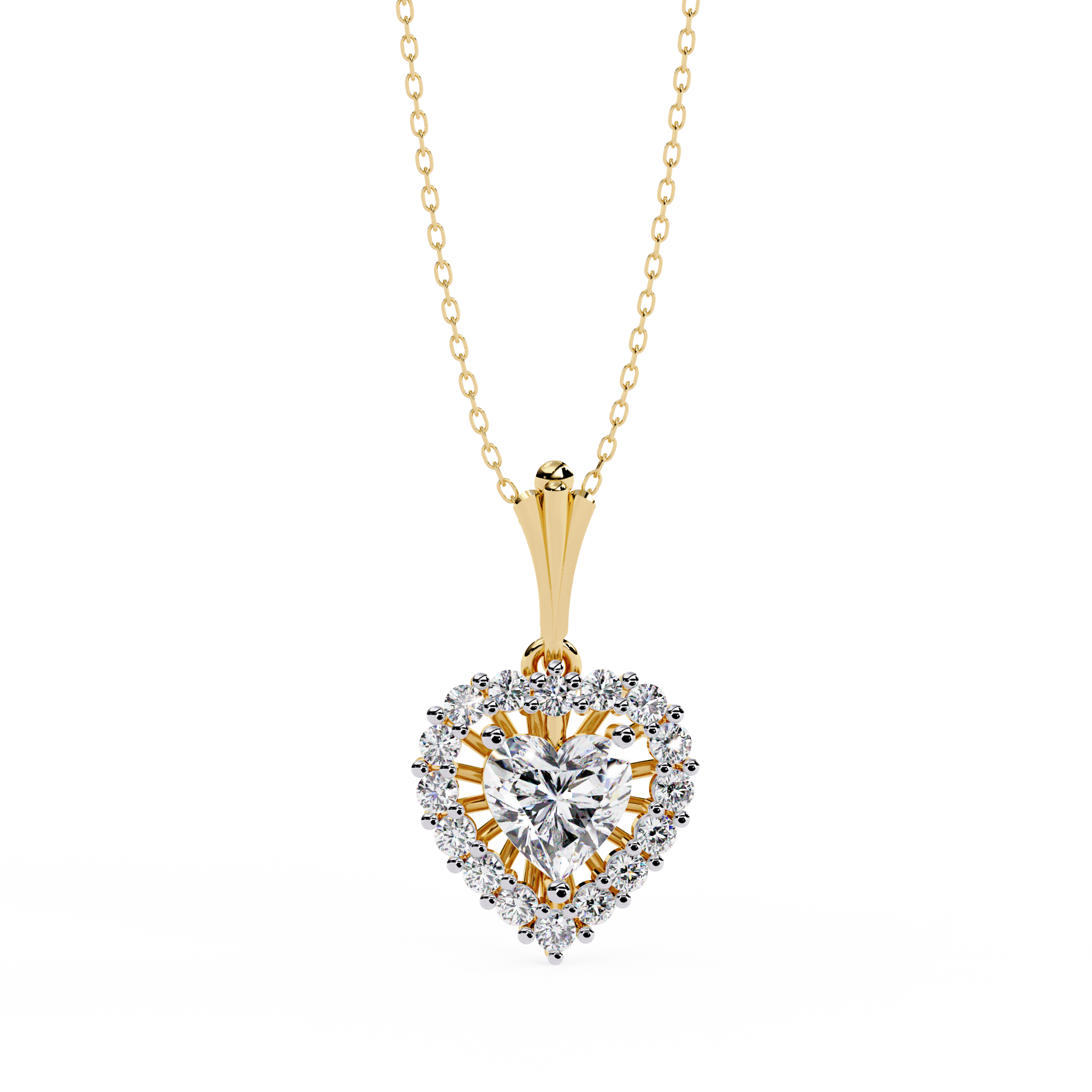 Dazzling Heart Halo Diamond Necklace