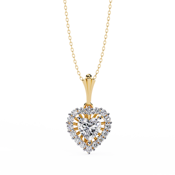 Dazzling Heart Halo Diamond Necklace