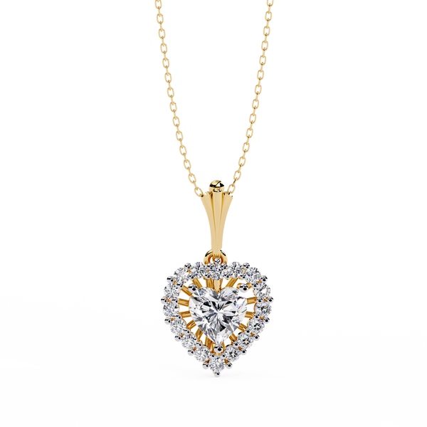 Dazzling Heart Halo Lab Grown Diamond Necklace