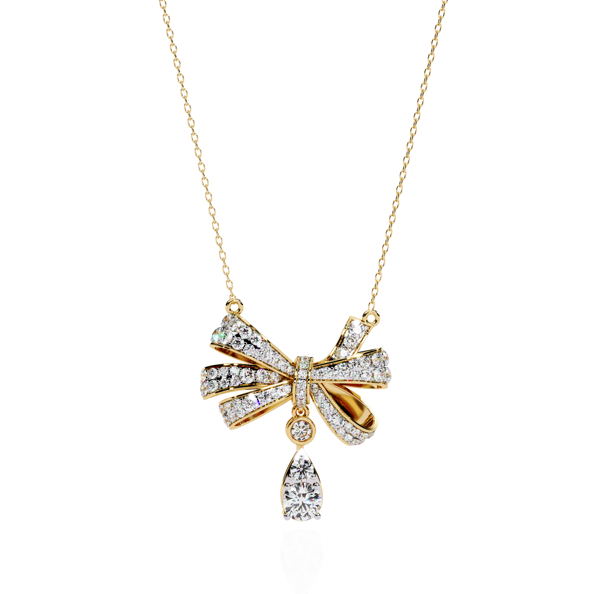 Diamond Bow Pendant Necklace