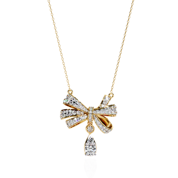 Lab Grown Diamond Bow Pendant Necklace