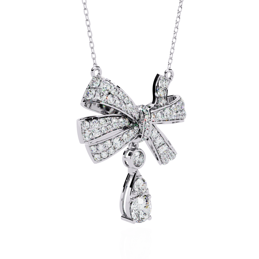 Diamond Bow Pendant Necklace