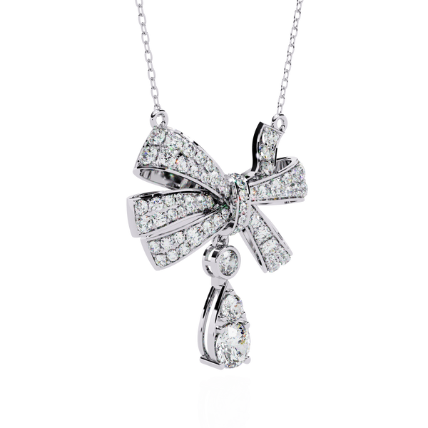 Lab Grown Diamond Bow Pendant Necklace