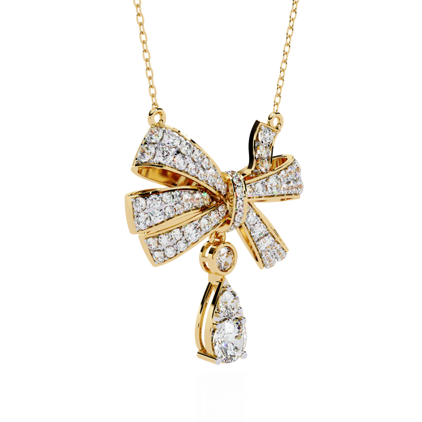 Lab Grown Diamond Bow Pendant Necklace