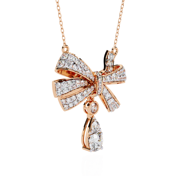 Lab Grown Diamond Bow Pendant Necklace