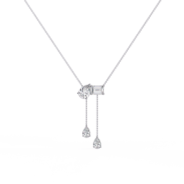 Asymmetrical Diamond Drop Y Necklace