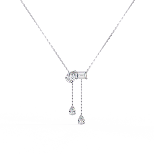 Asymmetrical Lab Grown Diamond Drop Y Necklace