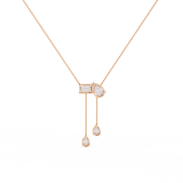 Asymmetrical Lab Grown Diamond Drop Y Necklace