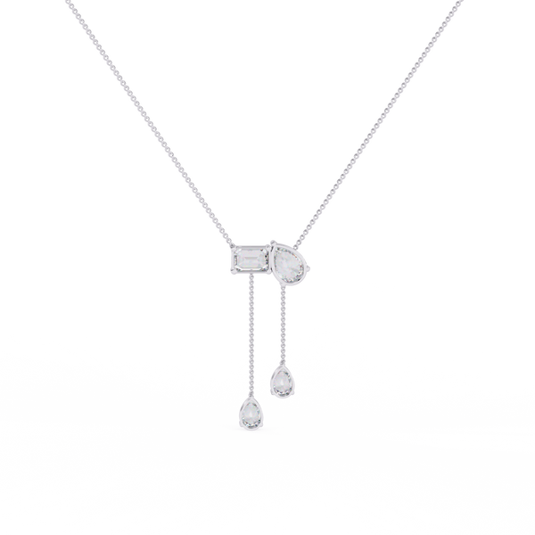 Asymmetrical Lab Grown Diamond Drop Y Necklace