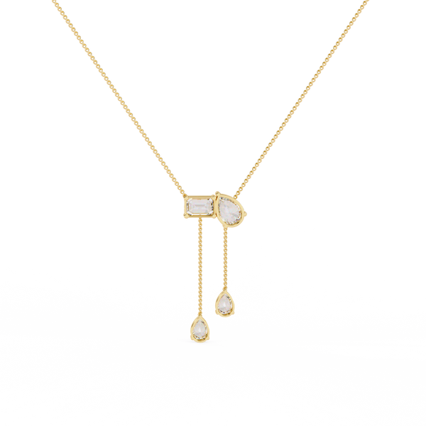 Asymmetrical Lab Grown Diamond Drop Y Necklace