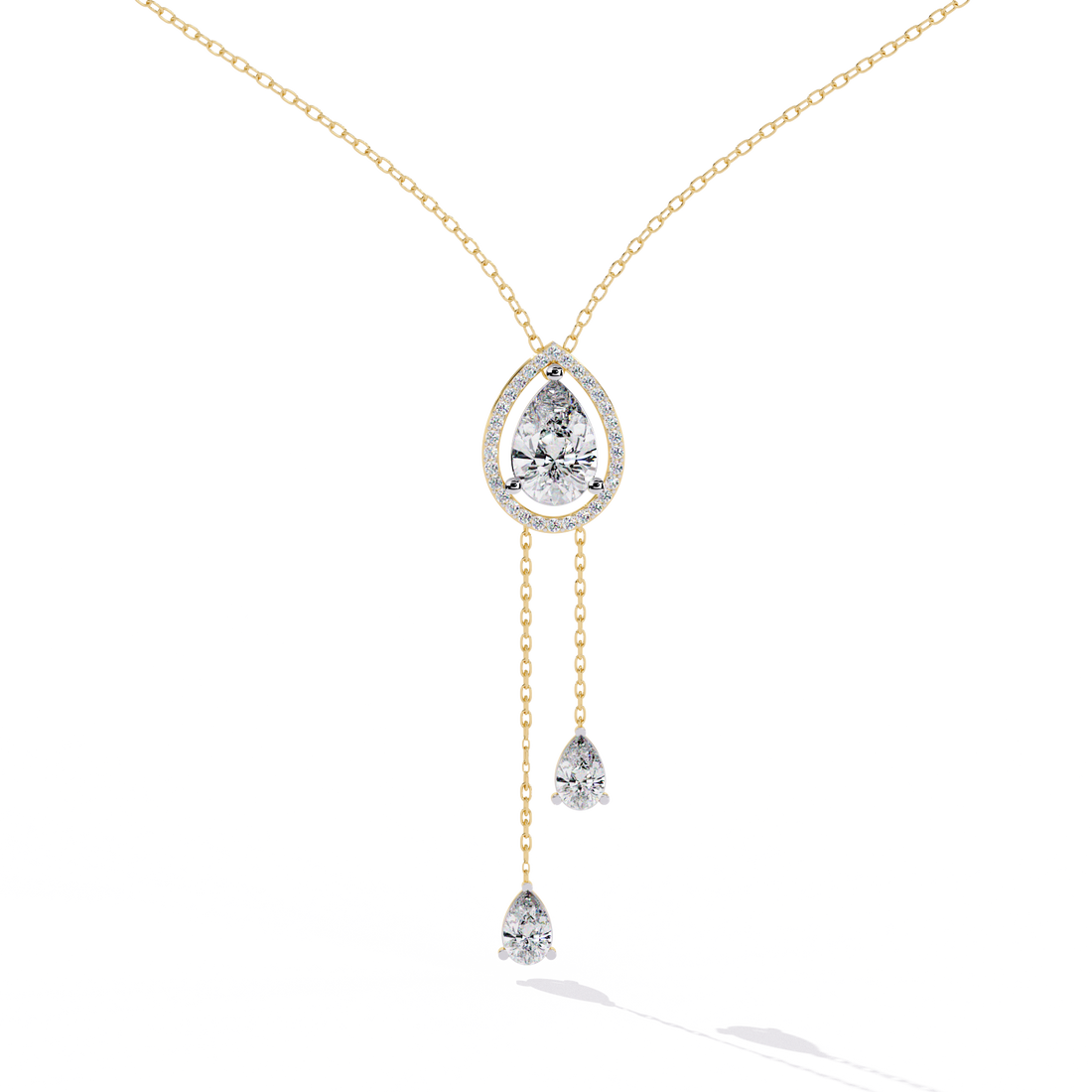 Teardrop Halo Diamond Pendant Necklace