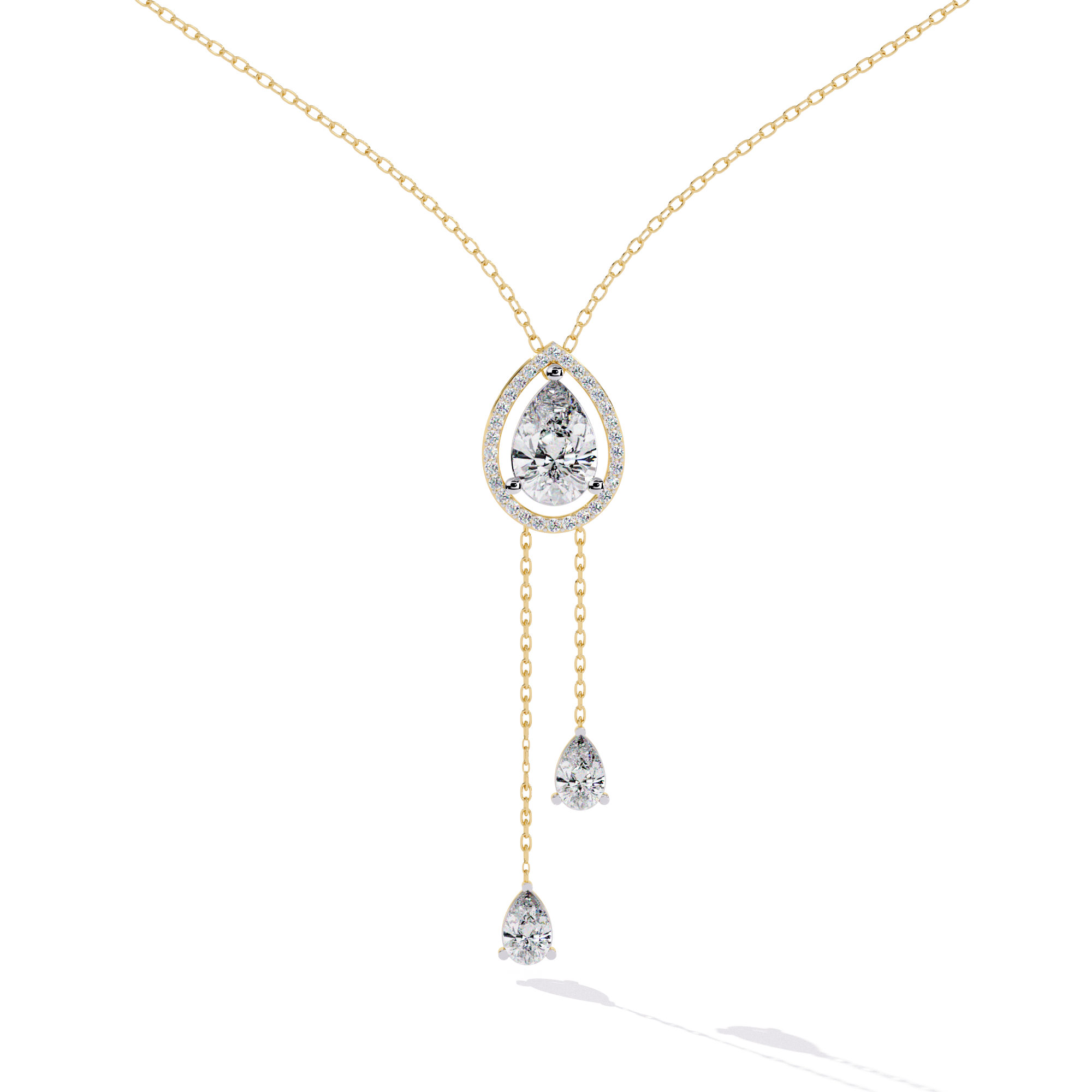 Teardrop Halo Diamond Pendant Necklace
