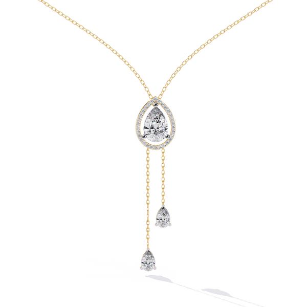 Teardrop Halo Lab Grown Diamond Pendant Necklace