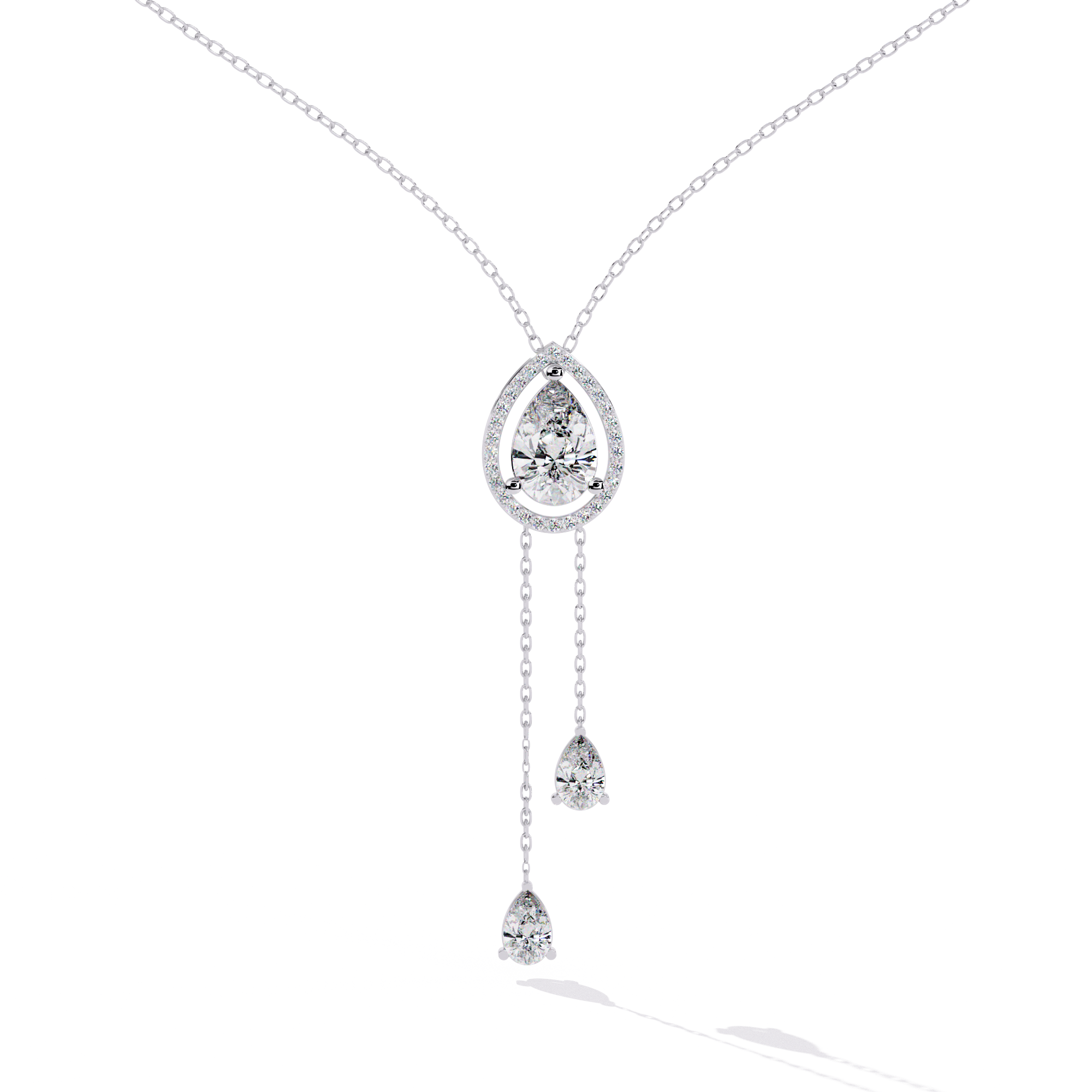 Teardrop Halo Diamond Pendant Necklace