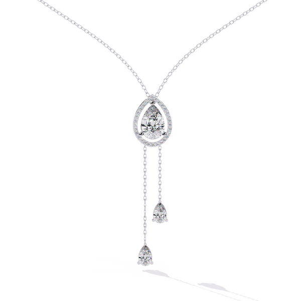 Teardrop Halo Lab Grown Diamond Pendant Necklace