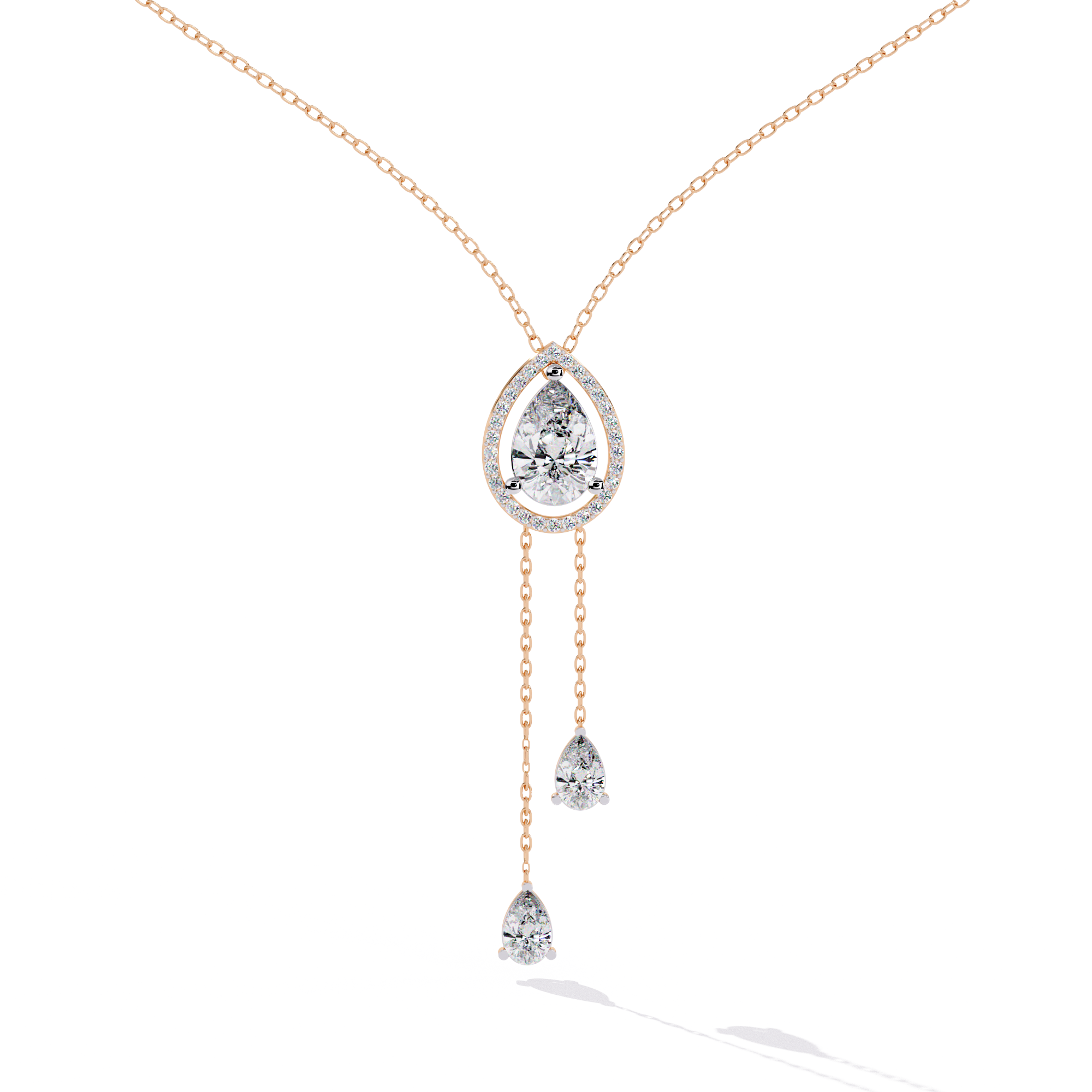 Teardrop Halo Diamond Pendant Necklace