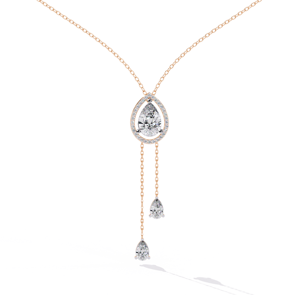 Teardrop Halo Lab Grown Diamond Pendant Necklace