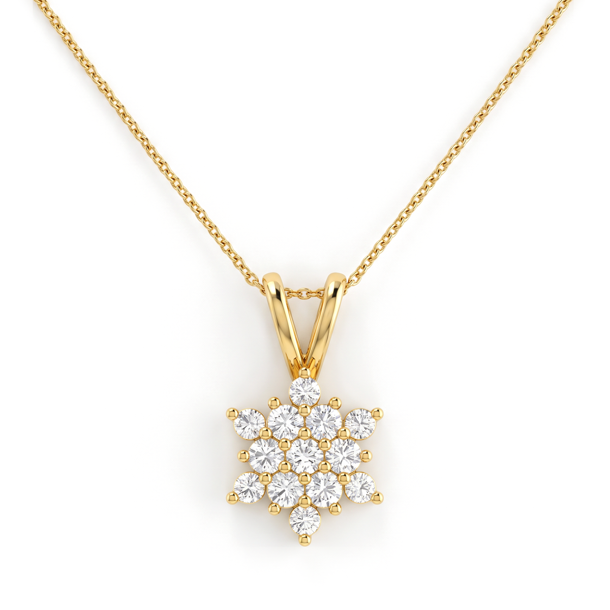 Snowflake Cluster Round Diamond Pendant