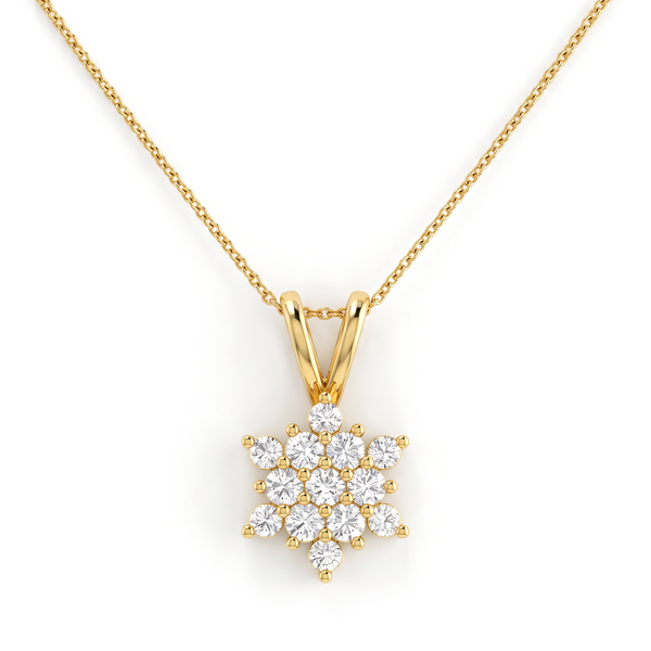 Snowflake Cluster Round Diamond Pendant