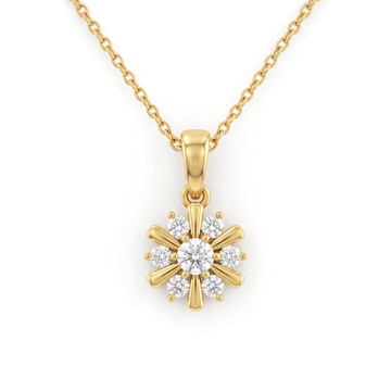 Sunburst Floral Cluster Round Diamond Pendant