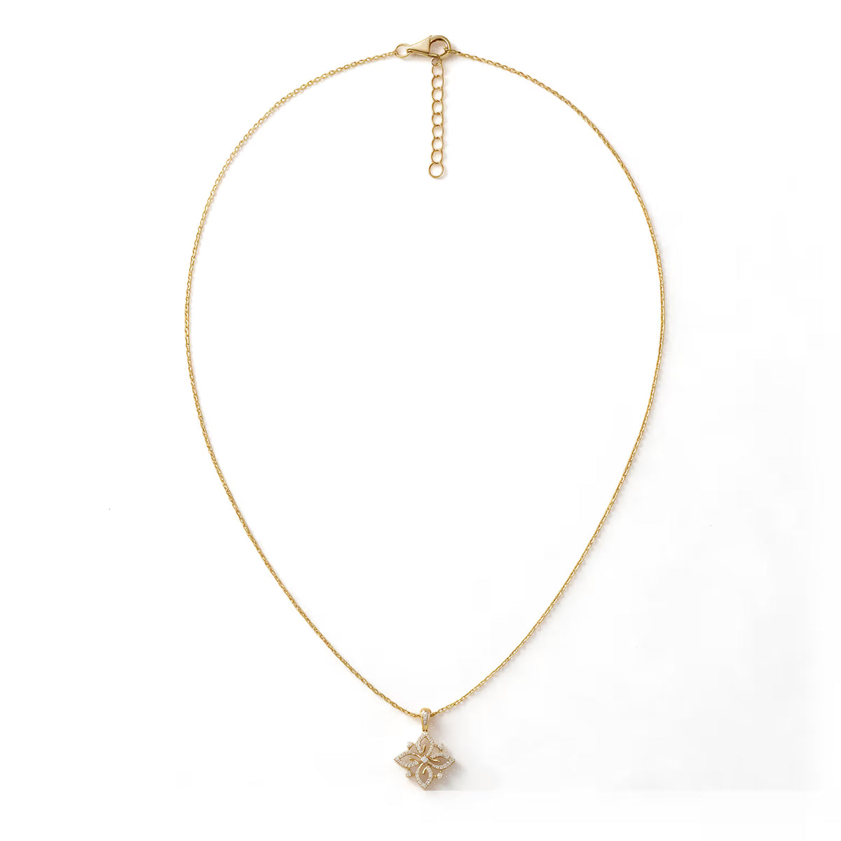Openwork Floral Blossom Medallion Round Diamond Pendant