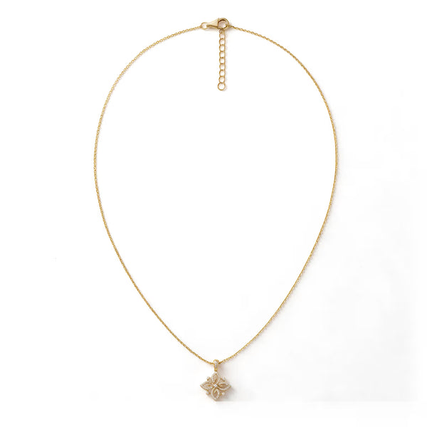 Openwork Floral Blossom Medallion Round Diamond Pendant