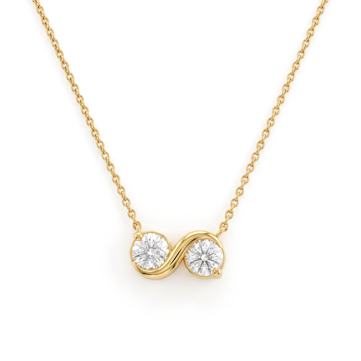 S-Curve Bypass Half Channel Round Diamond Pendant