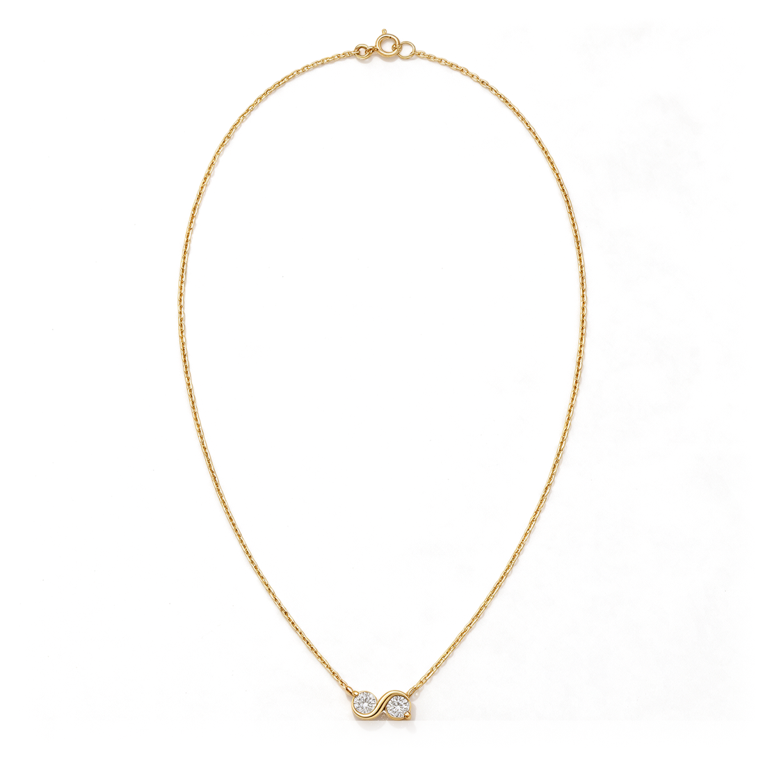 S-Curve Bypass Half Channel Round Diamond Pendant
