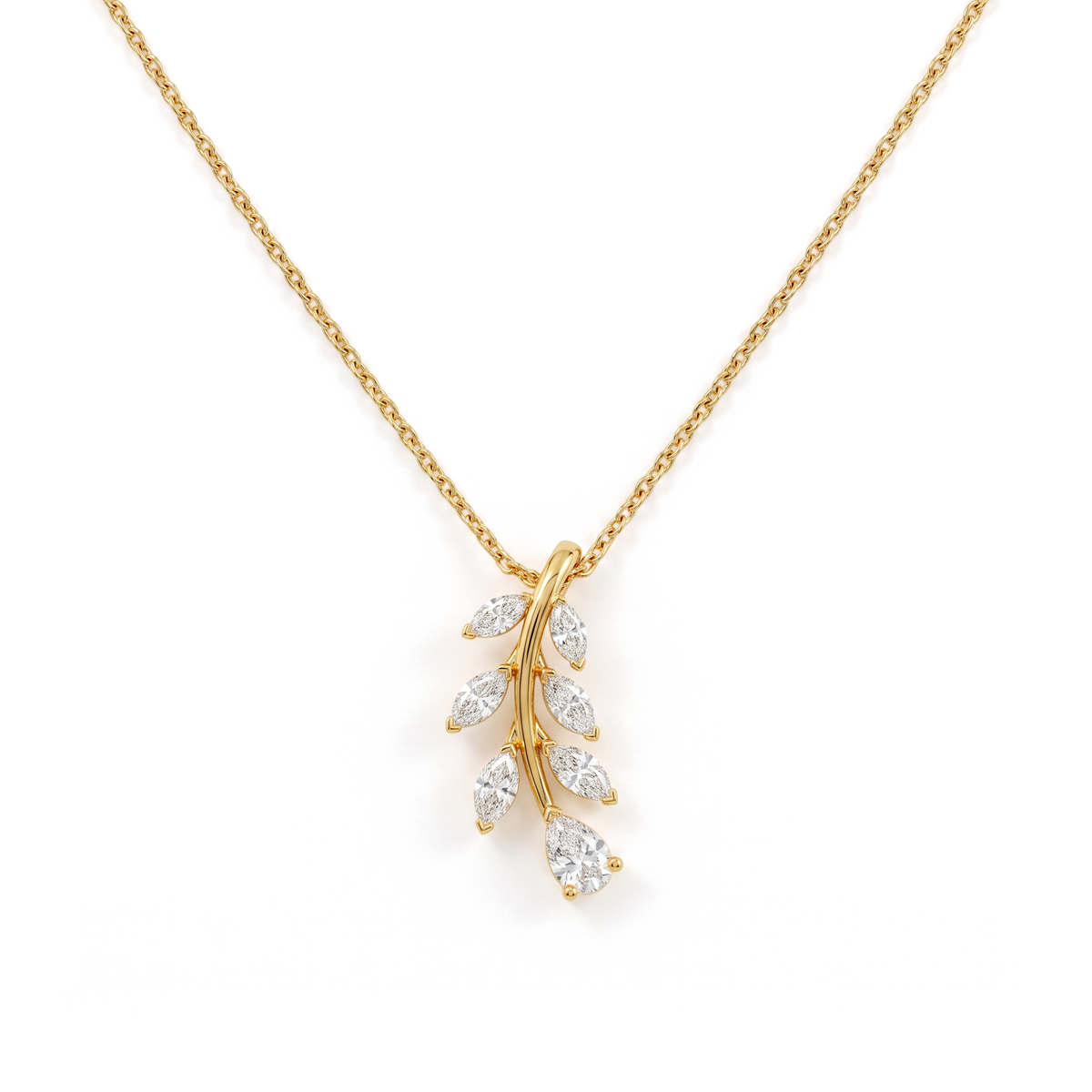 Botanical Branch Marquise and Pear Diamond Pendant