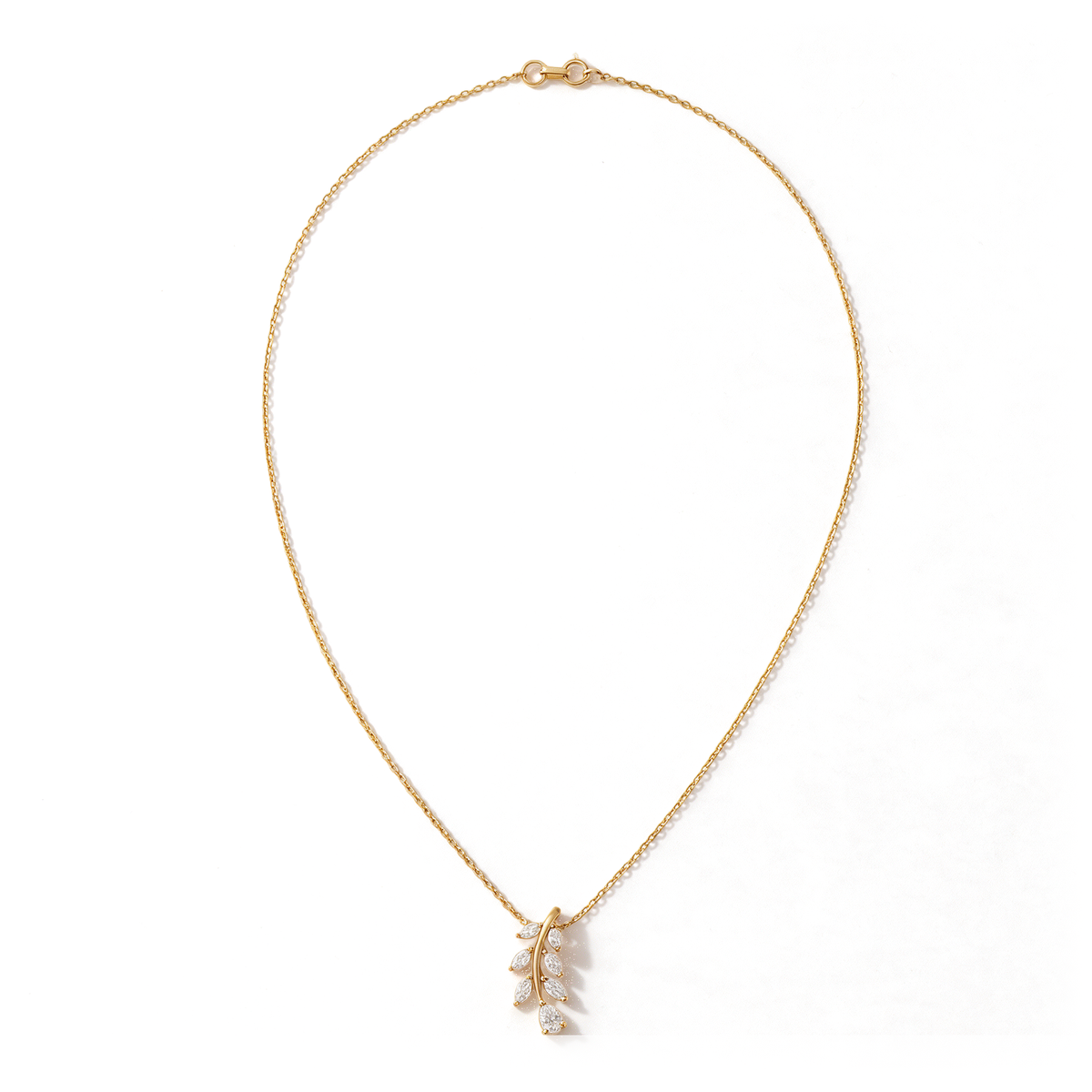 Botanical Branch Marquise and Pear Diamond Pendant