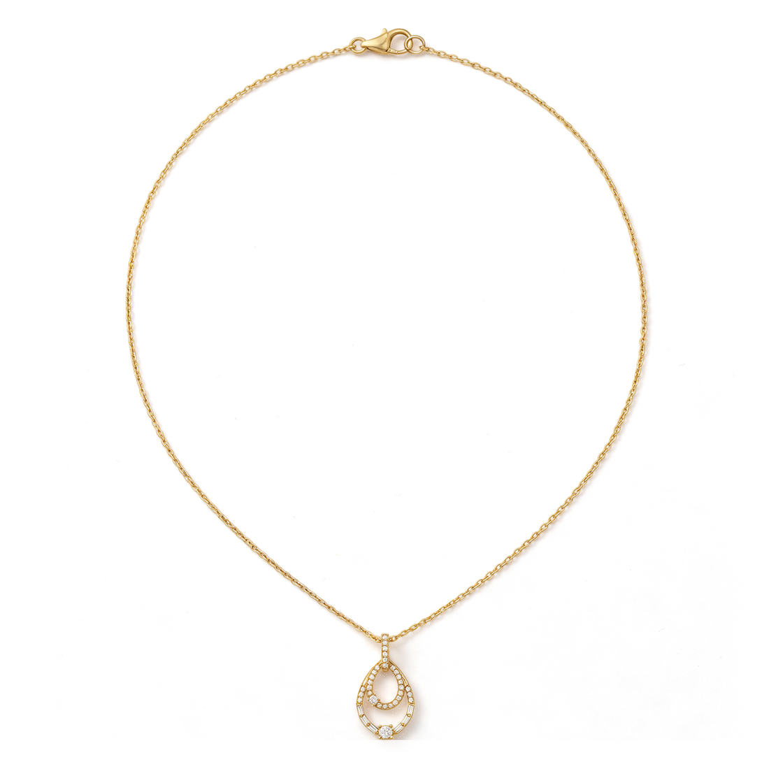 Concentric Double Teardrop Halo Round Diamond Pendant