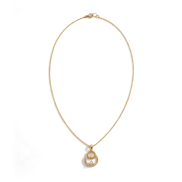 Interlocking Double Circle Rope Round Diamond Pendant