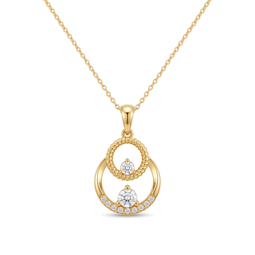 Interlocking Double Circle Rope Round Diamond Pendant