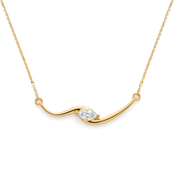 Sculptural Bypass Wave Marquise Diamond Pendant