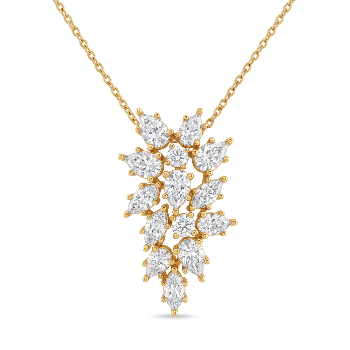 Botanical Cluster Pear, Marquise, and Round Diamond Pendant