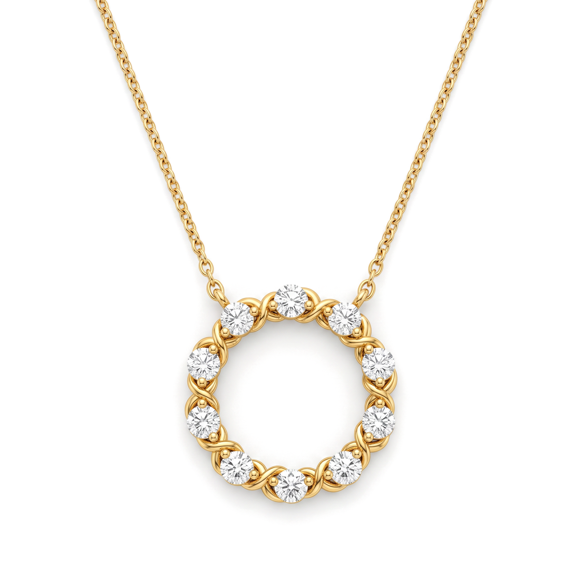 Twisted Wreath Circle Round Diamond Pendant
