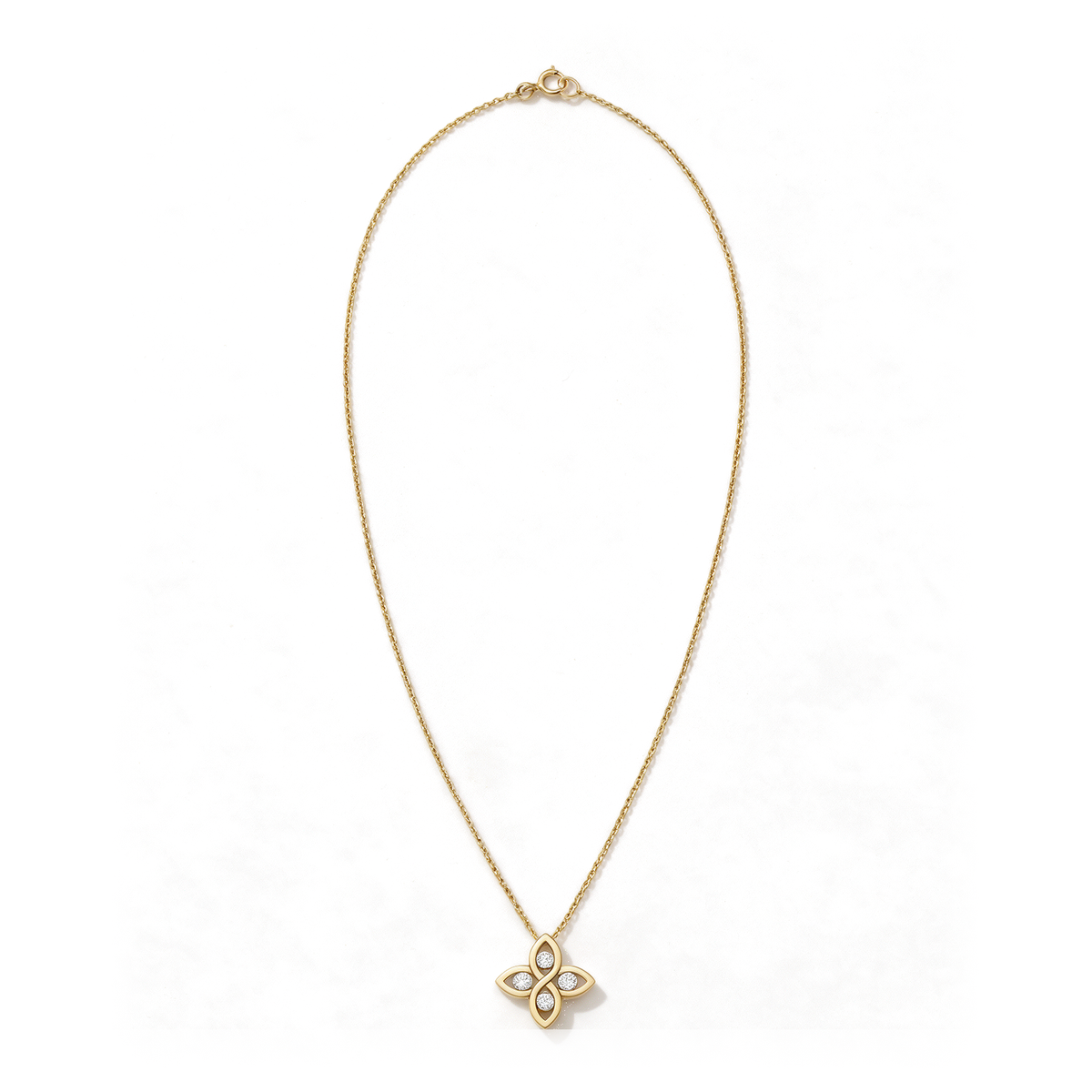 Floral Clover Petal Round Diamond Pendant