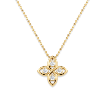Floral Clover Petal Round Diamond Pendant