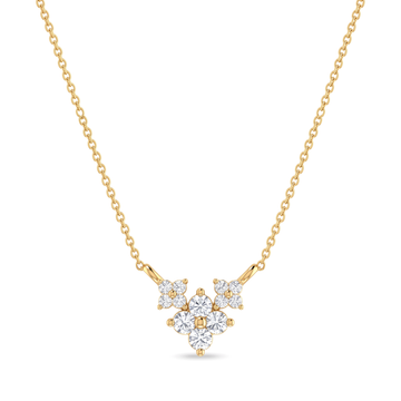 Floral Chevron Cluster Round Diamond Pendant