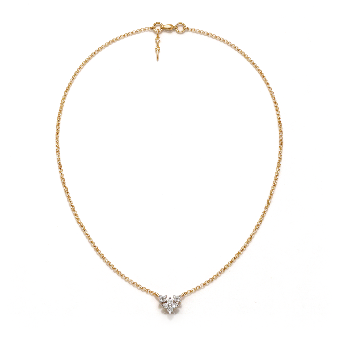 Floral Chevron Cluster Round Diamond Pendant