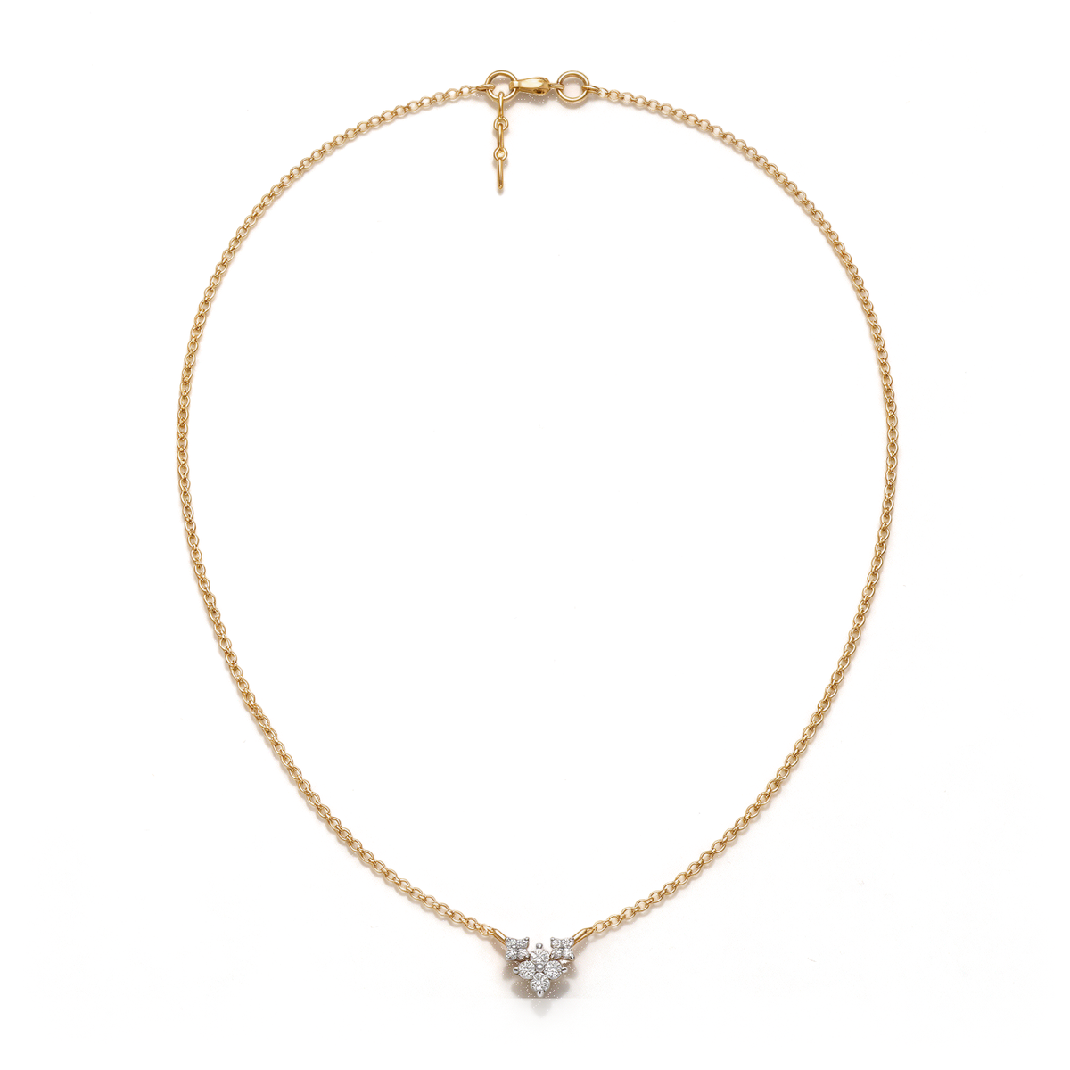 Floral Chevron Cluster Round Diamond Pendant