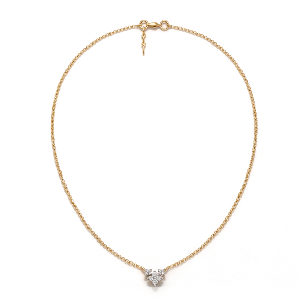 Floral Chevron Cluster Round Diamond Pendant