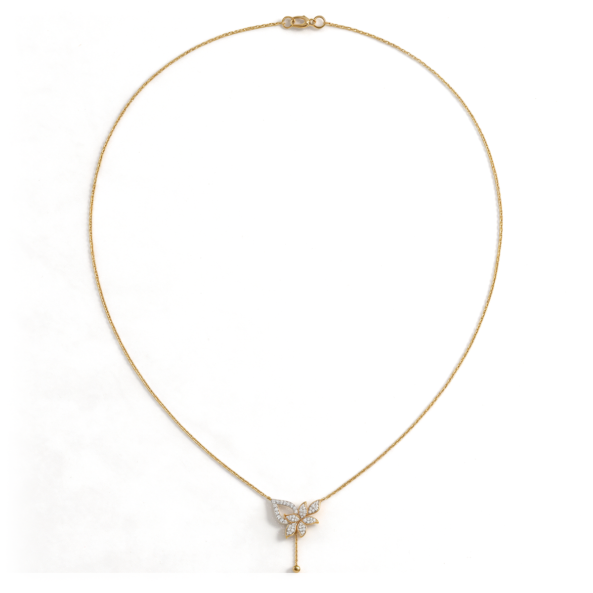 Asymmetric Floral Vine Tassel Pavé Round Diamond Pendant