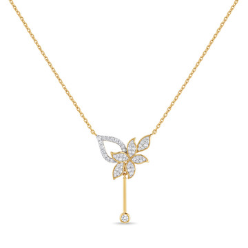 Asymmetric Floral Vine Tassel Pavé Round Diamond Pendant