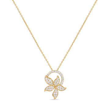 Floral Arch Pavé Round Diamond Pendant