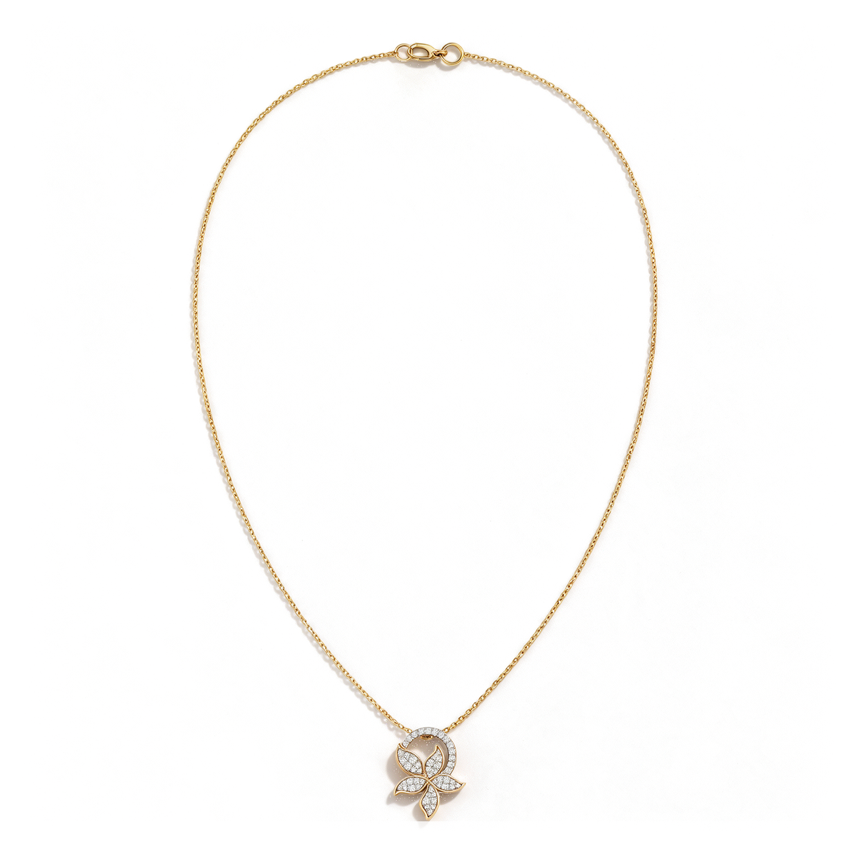 Floral Arch Pavé Round Diamond Pendant
