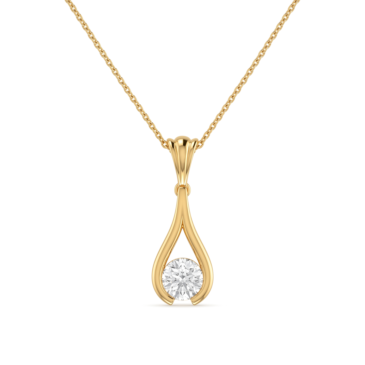 Teardrop Contour Channel Round Diamond Pendant