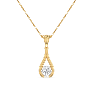 Teardrop Contour Channel Round Diamond Pendant